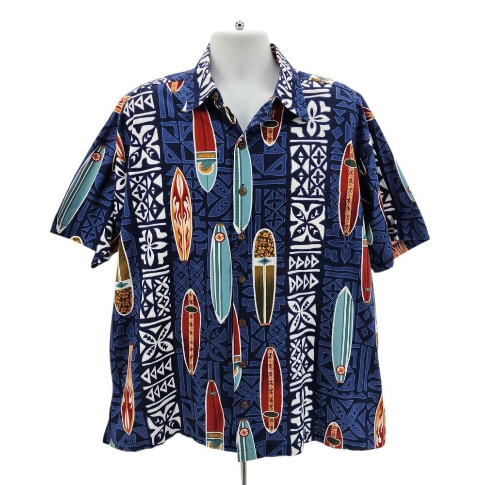Vintage Koko Island Mens XL Hawaiian Shirt Surf Longboard Tropical Multicolor